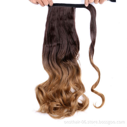 MYZYR 18inch Long Clip in P Onytail Hair Extension Wrap Around P Onytail Synthetic Fake P Ony Tail Hairpiece for Women >=60%